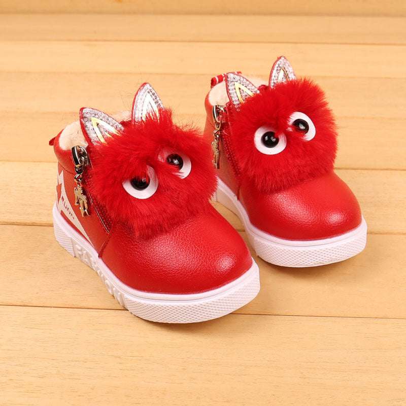 Girls Cartoon Face Thick Snow Boots