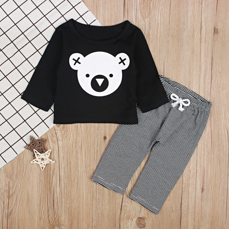 Koala Top Striped Pants Two Piece Set