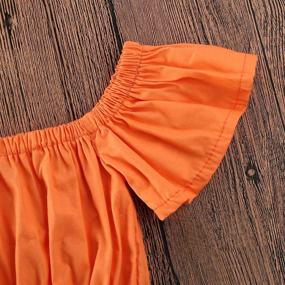 Girls Orange Cute Skirt Set