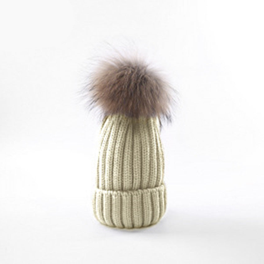 Autumn and winter hair ball children's wool hat