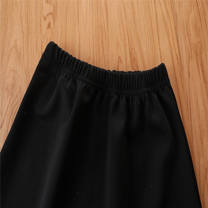 Girls' Black Love Knitted Dress with skirt