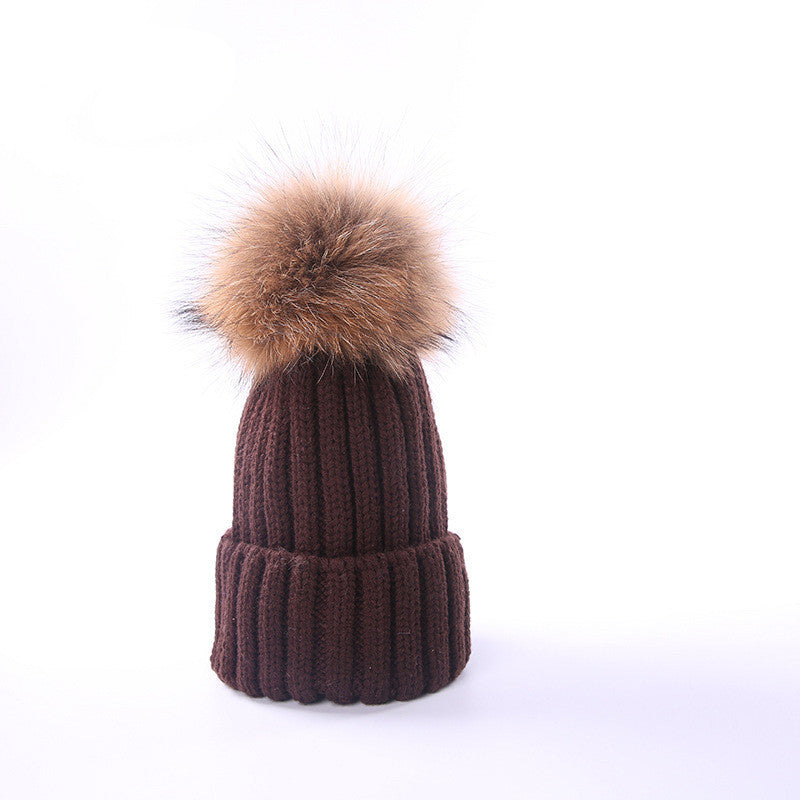 Autumn and winter hair ball children's wool hat