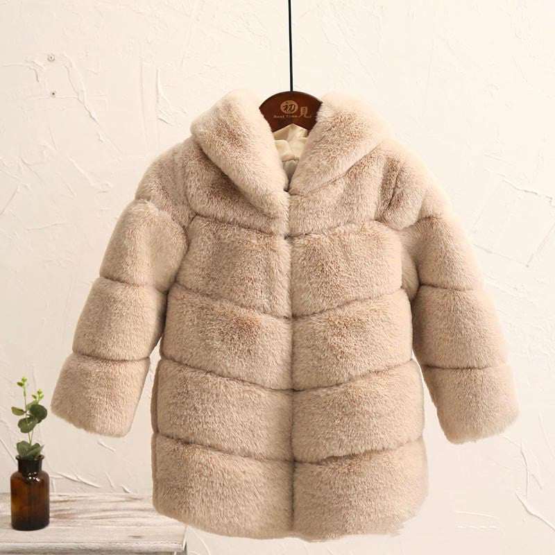 Big Kids Fur Coat Padded for Girls - Stylish Wool Blend