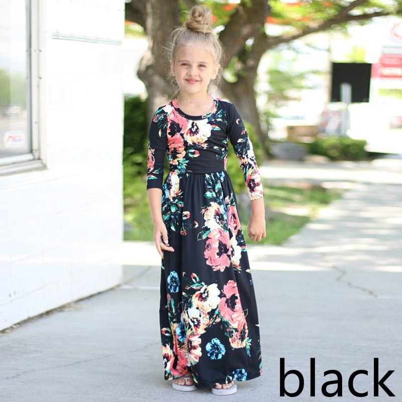 Girls Quarter sleeve Floral Casual Dress