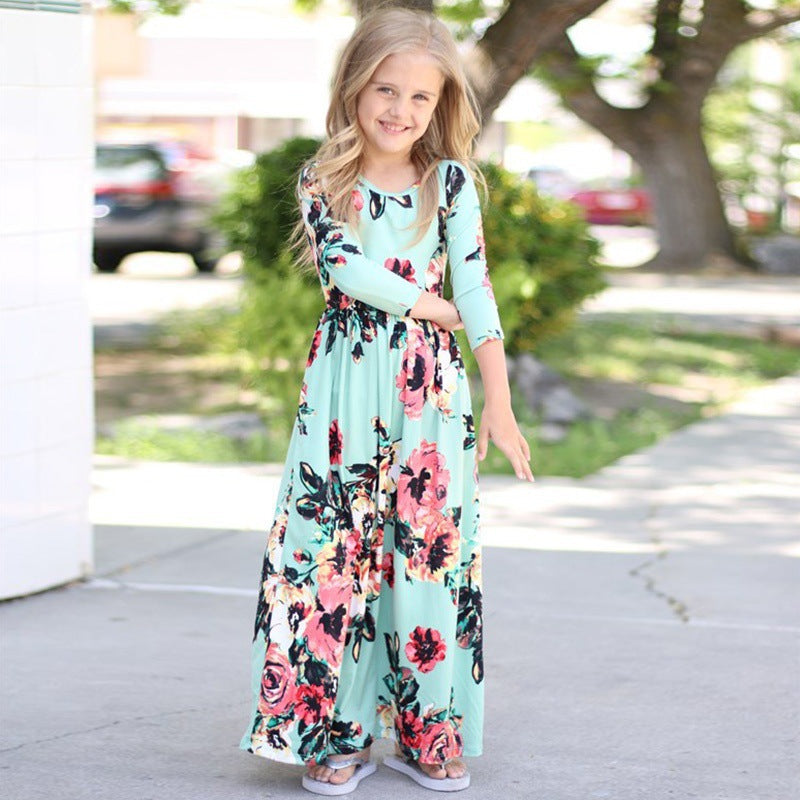 Girls Quarter sleeve Floral Casual Dress