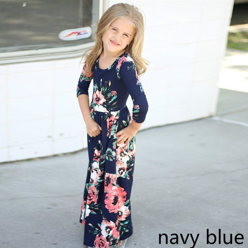 Girls Quarter sleeve Floral Casual Dress