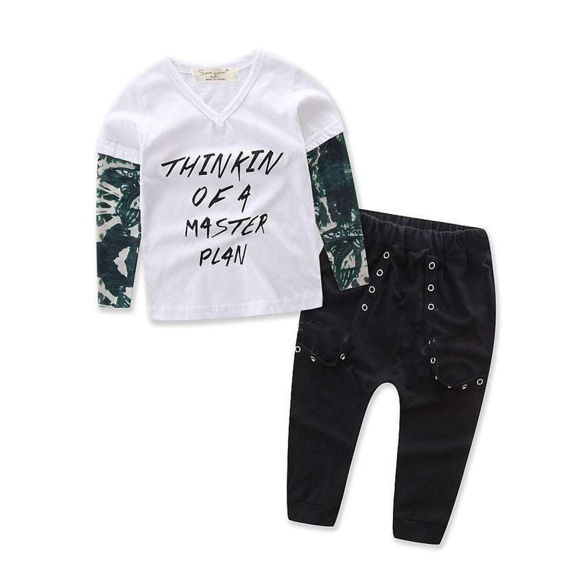 Boys Thinking of a Master Plan Two Piece Long Sleeve Set