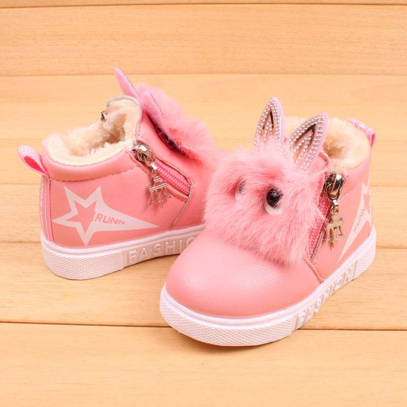 Girls Cartoon Face Thick Snow Boots