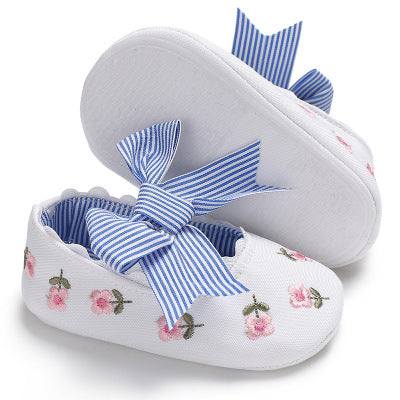 Baby Girls flower and Stripe bow Shoes