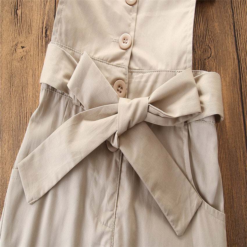 Girls Khaki One Piece Jumpsuit Stylish Summer Cotton Wear