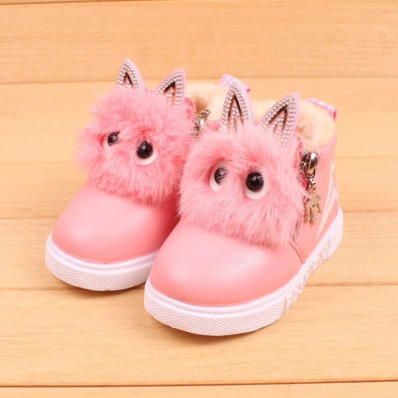 Girls Cartoon Face Thick Snow Boots