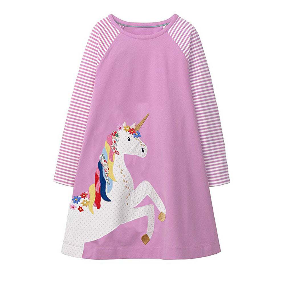 Toddler Girl Unicorn Long Sleeve Dress