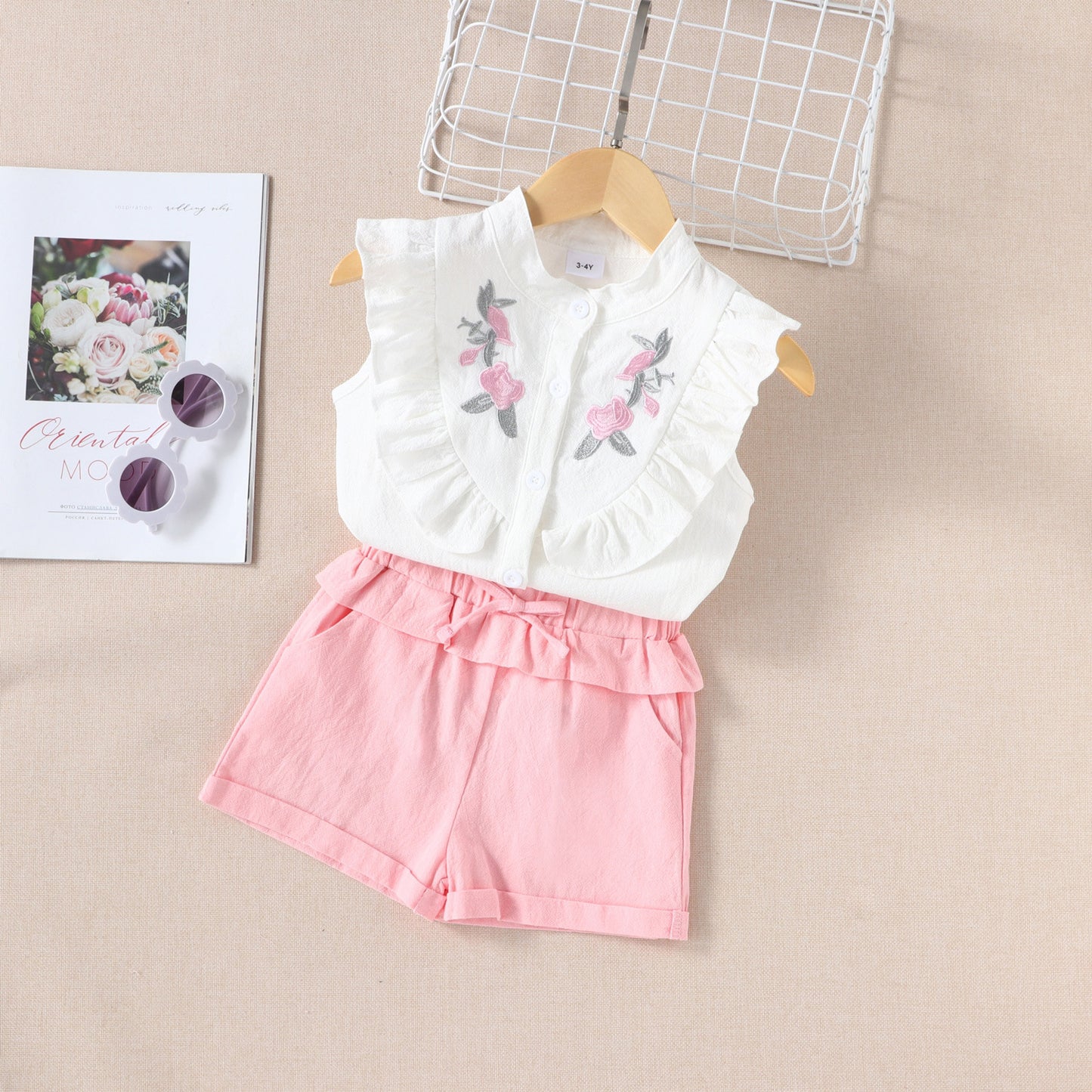 Summer Casual Sleeveless Shirt And Shorts Two-piece Set