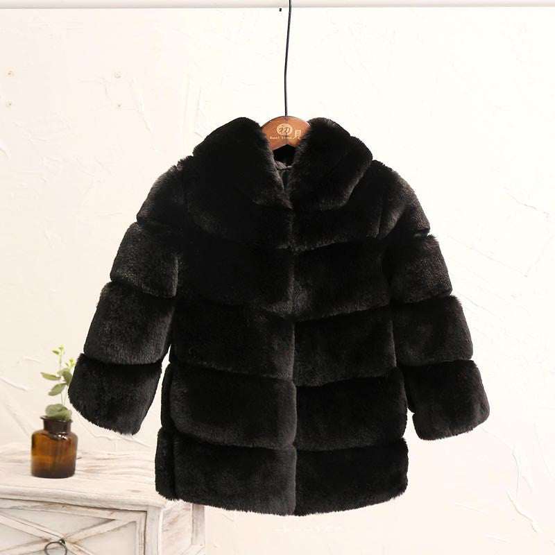 Big Kids Fur Coat Padded for Girls - Stylish Wool Blend