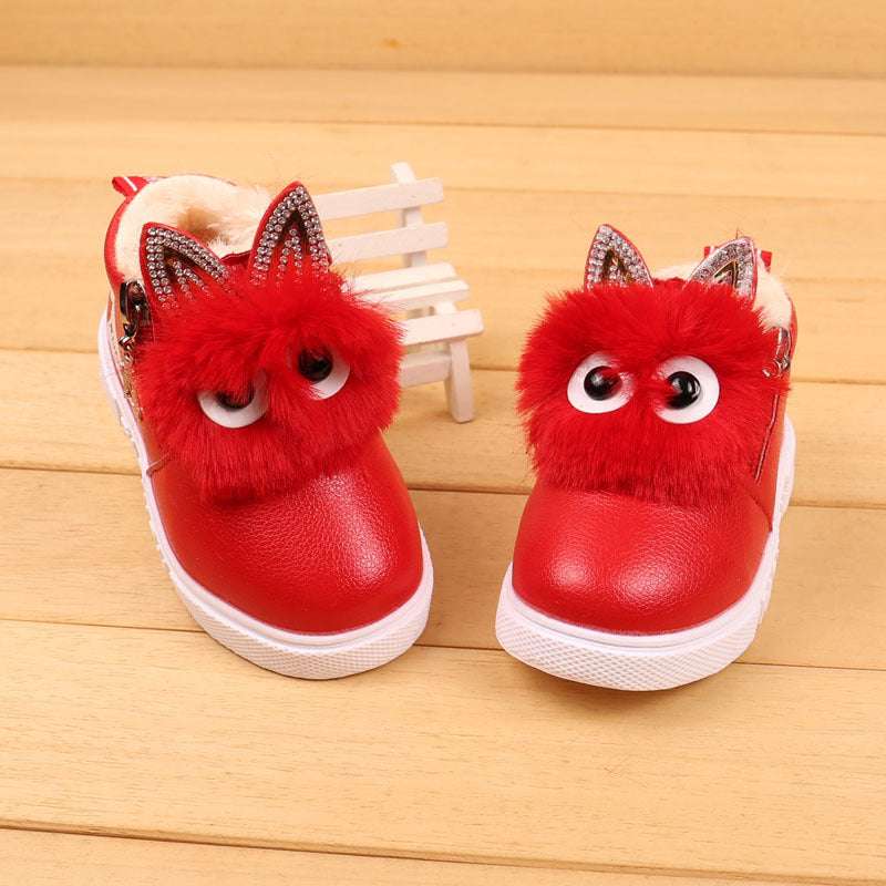 Girls Cartoon Face Thick Snow Boots