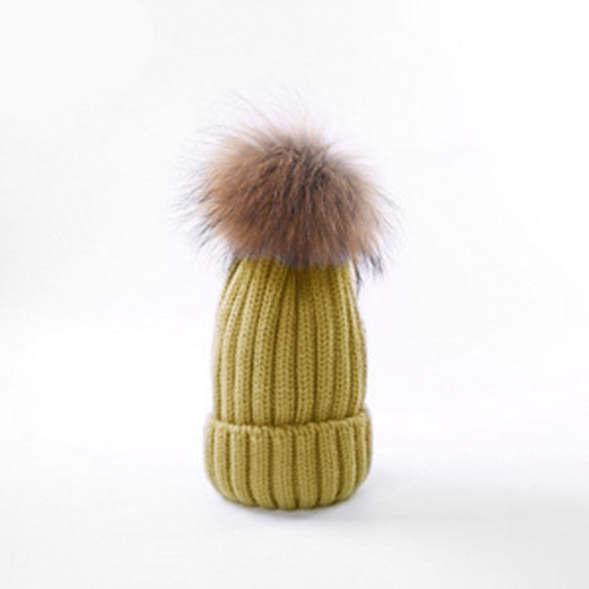 Autumn and winter hair ball children's wool hat
