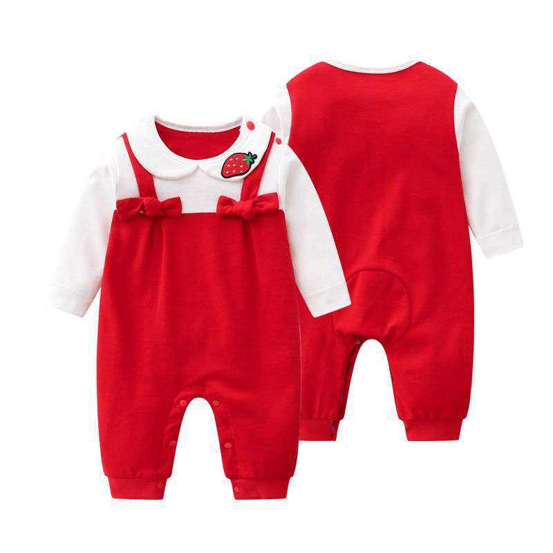 Newborn Casual Fruits Long Sleeve Pure Cotton Romper