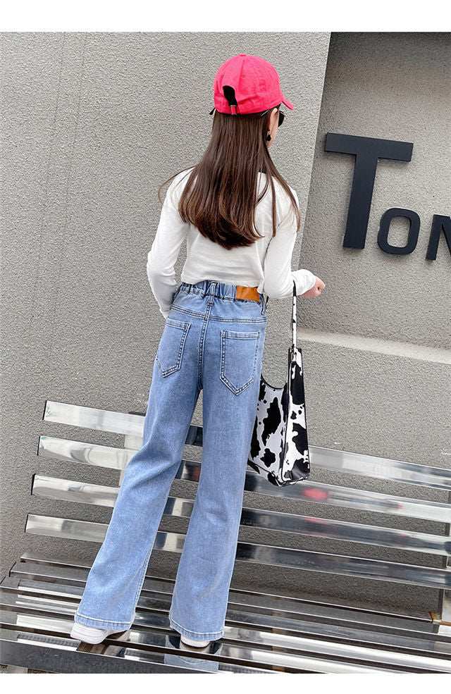 Girls Split Flared Skinny Stretch Trousers