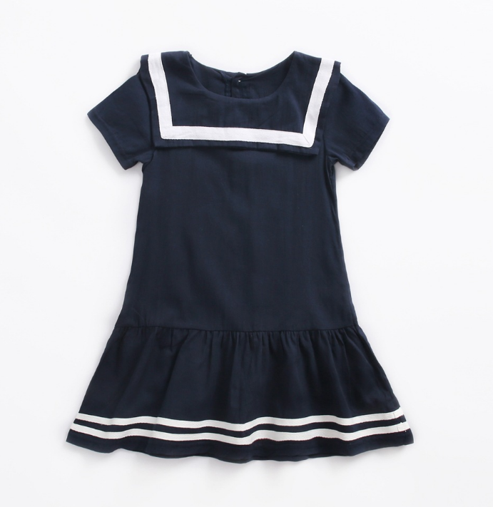 Girls Uniform Fashion Short Sleeve Cotton Dress