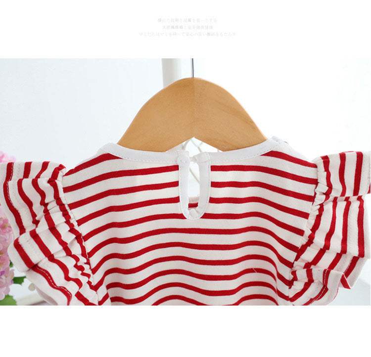 Girls Old Striped High-quality Cotton Dress