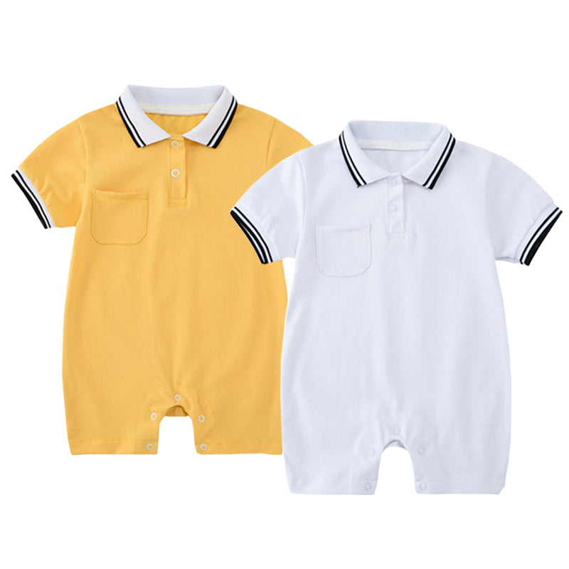 Boys And Girls Preppy Fashion Lapel Romper