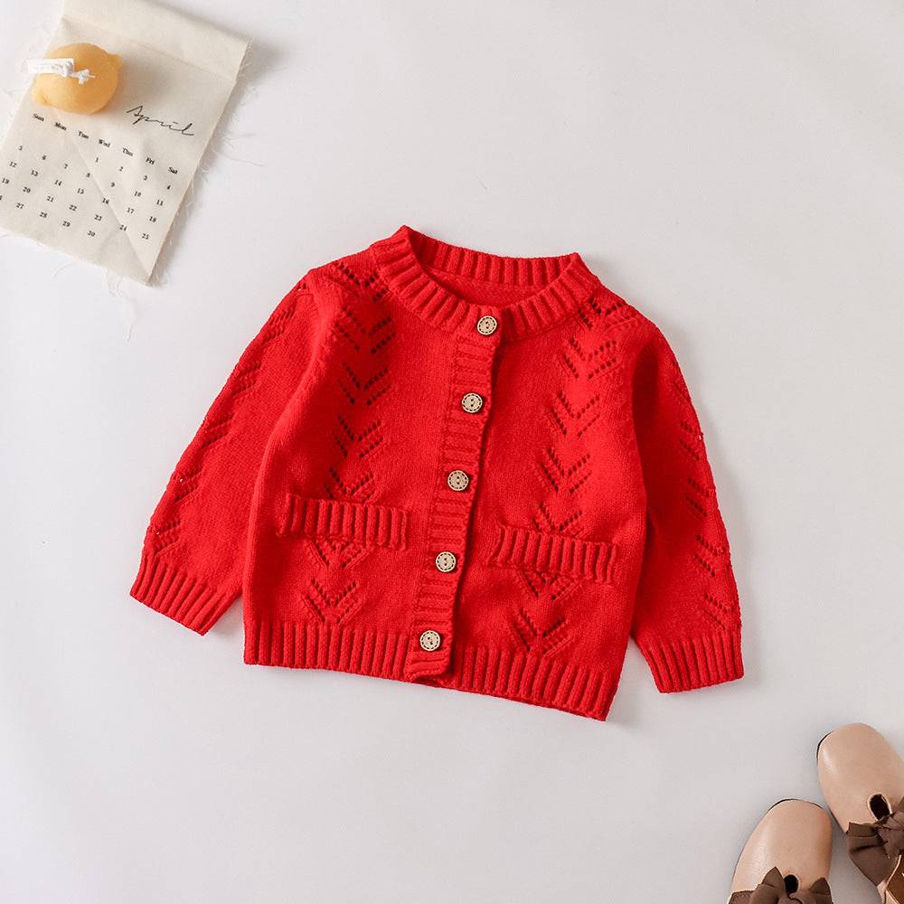 Solid Color Sweet Net Mesh Knitted Cardigan