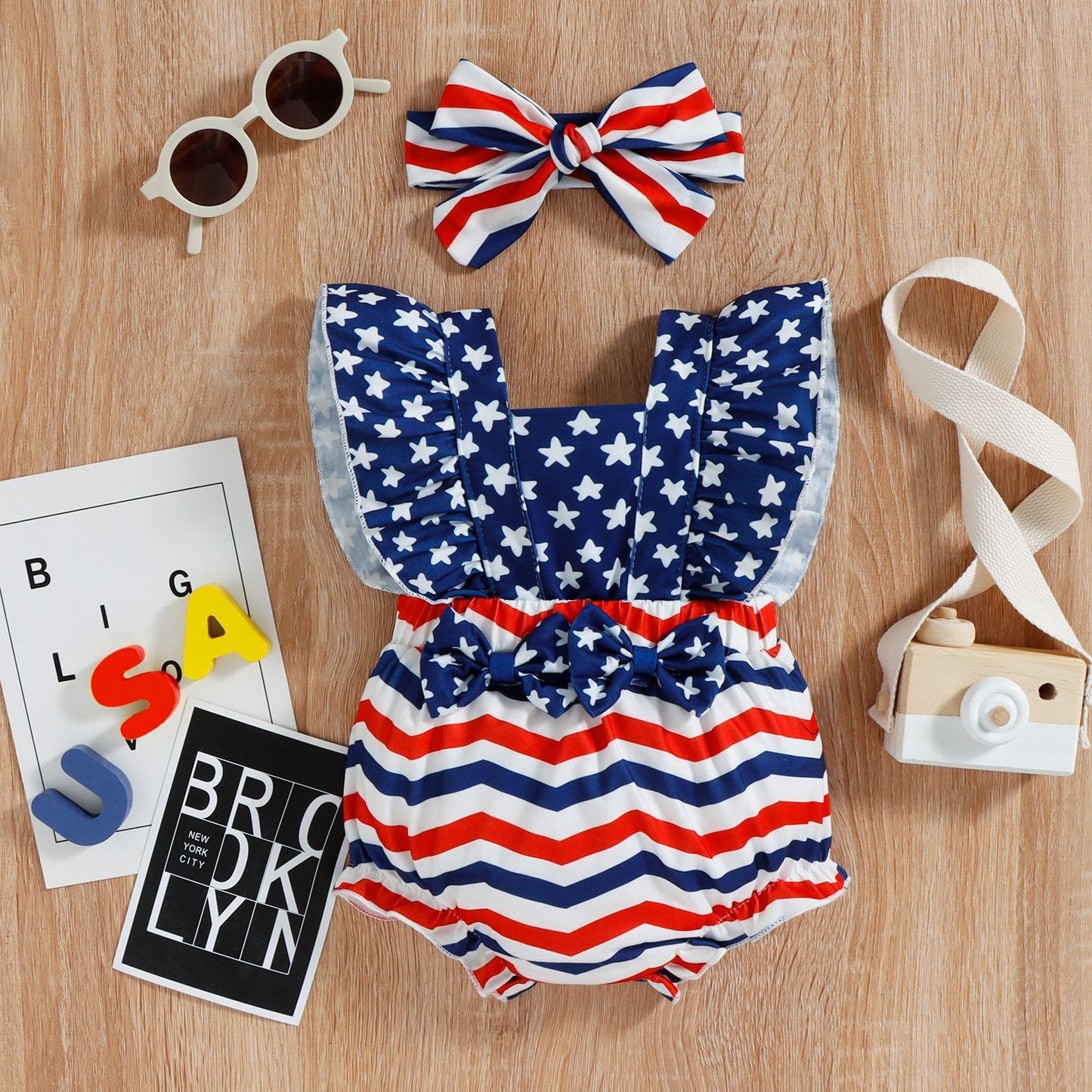 Stars & Stripe Double Butterfly Romper