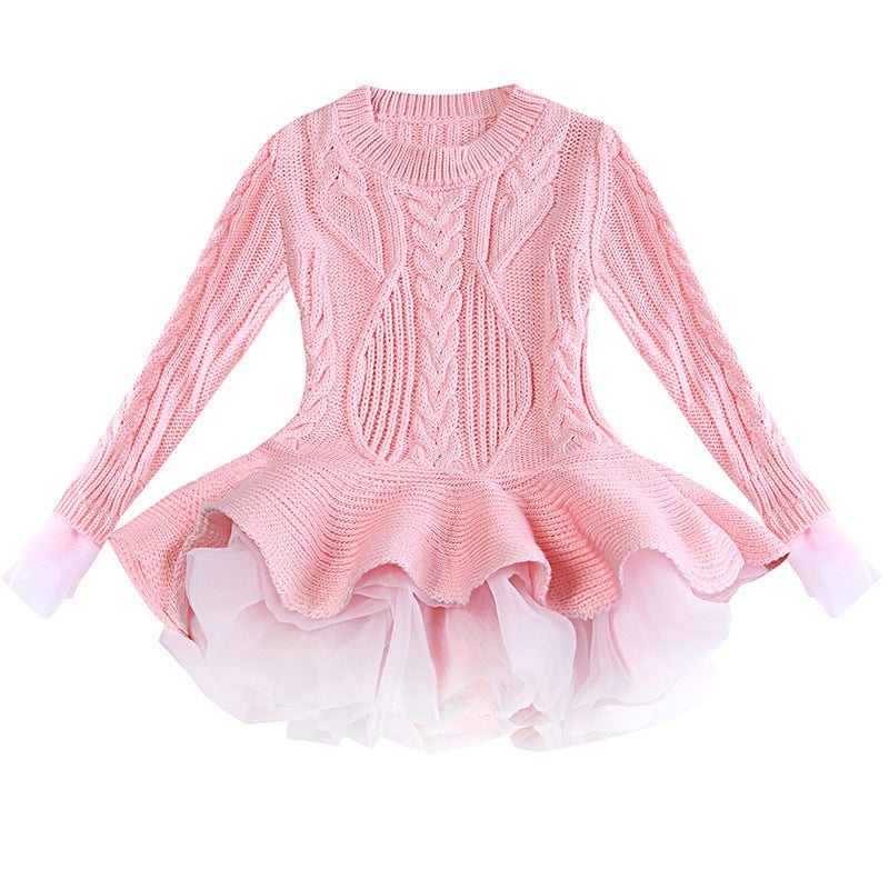 Classy Warm Sweater TuTu Girl Dress