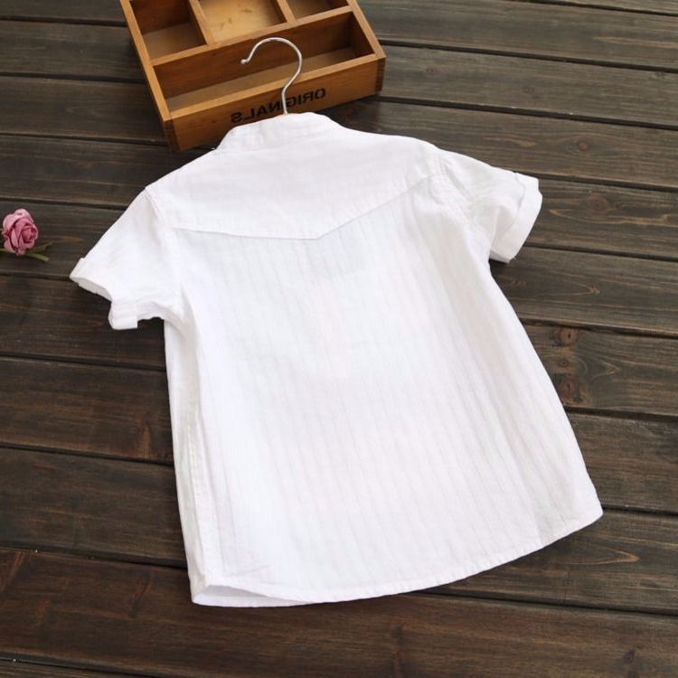 Casual Big Kids Summer White Short sleeve Shirt