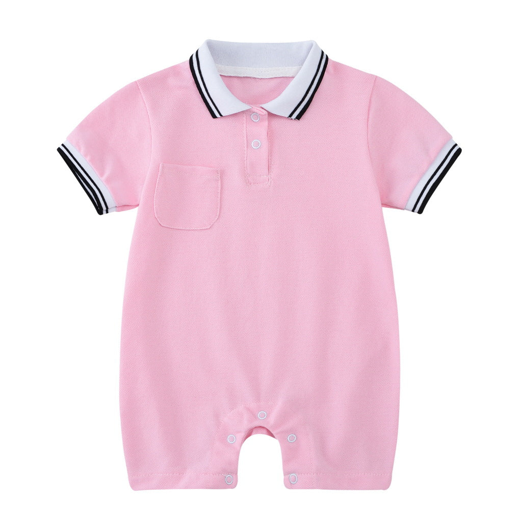 Boys And Girls Preppy Fashion Lapel Romper