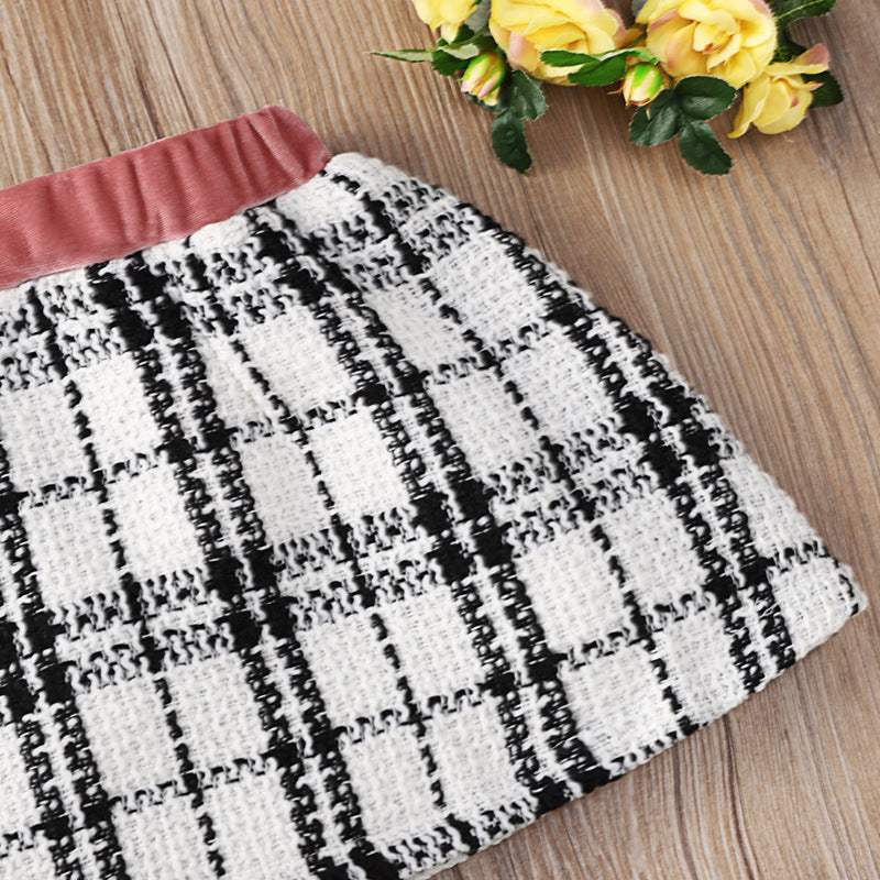 Plaid Print Baby Girl Suit Skirt Set