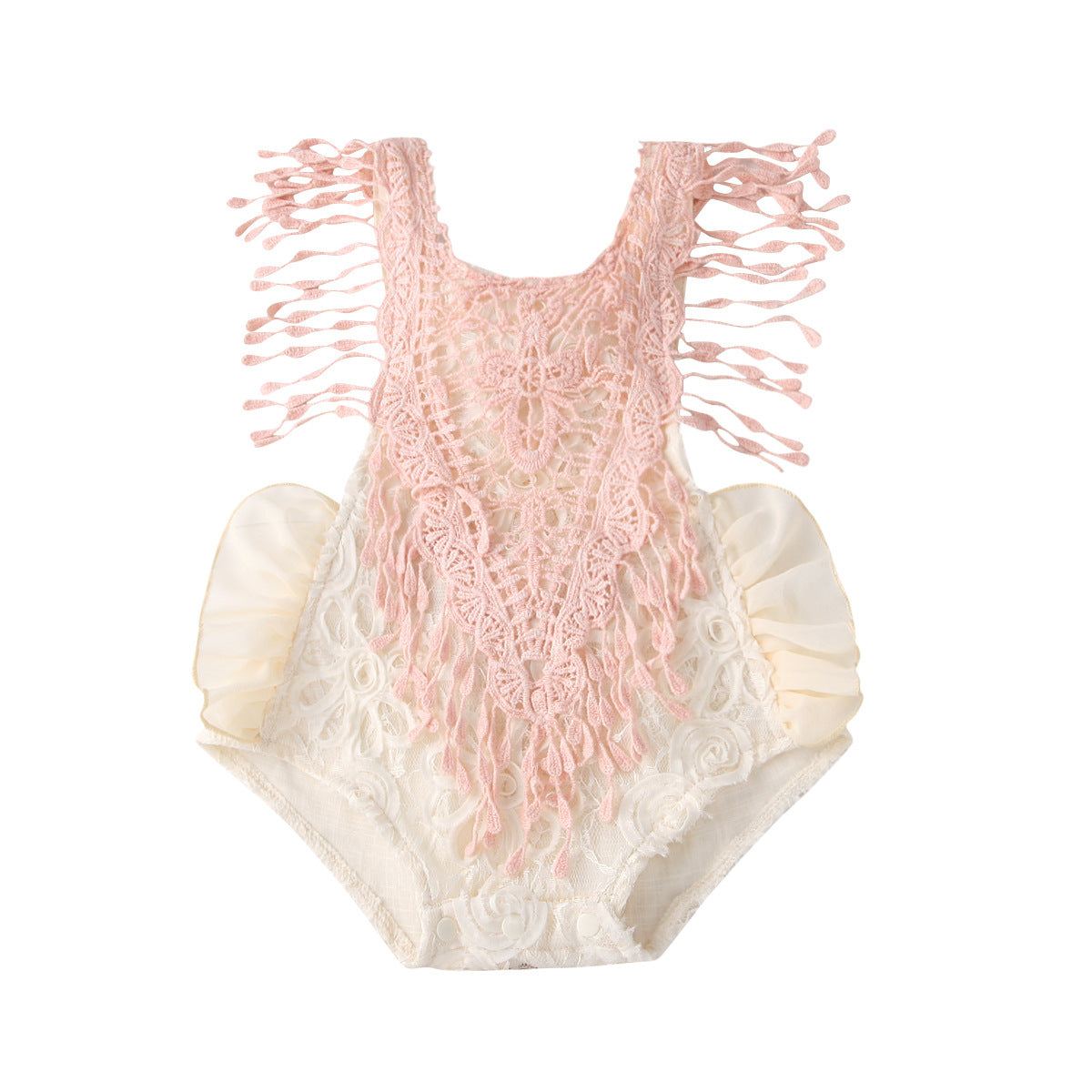 Comfortable Short Lace Pattern Baby Triangle Jumpsuit
