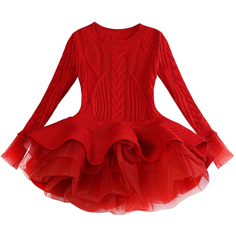 Classy Warm Sweater TuTu Girl Dress