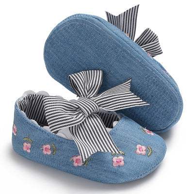 Baby Girls flower and Stripe bow Shoes