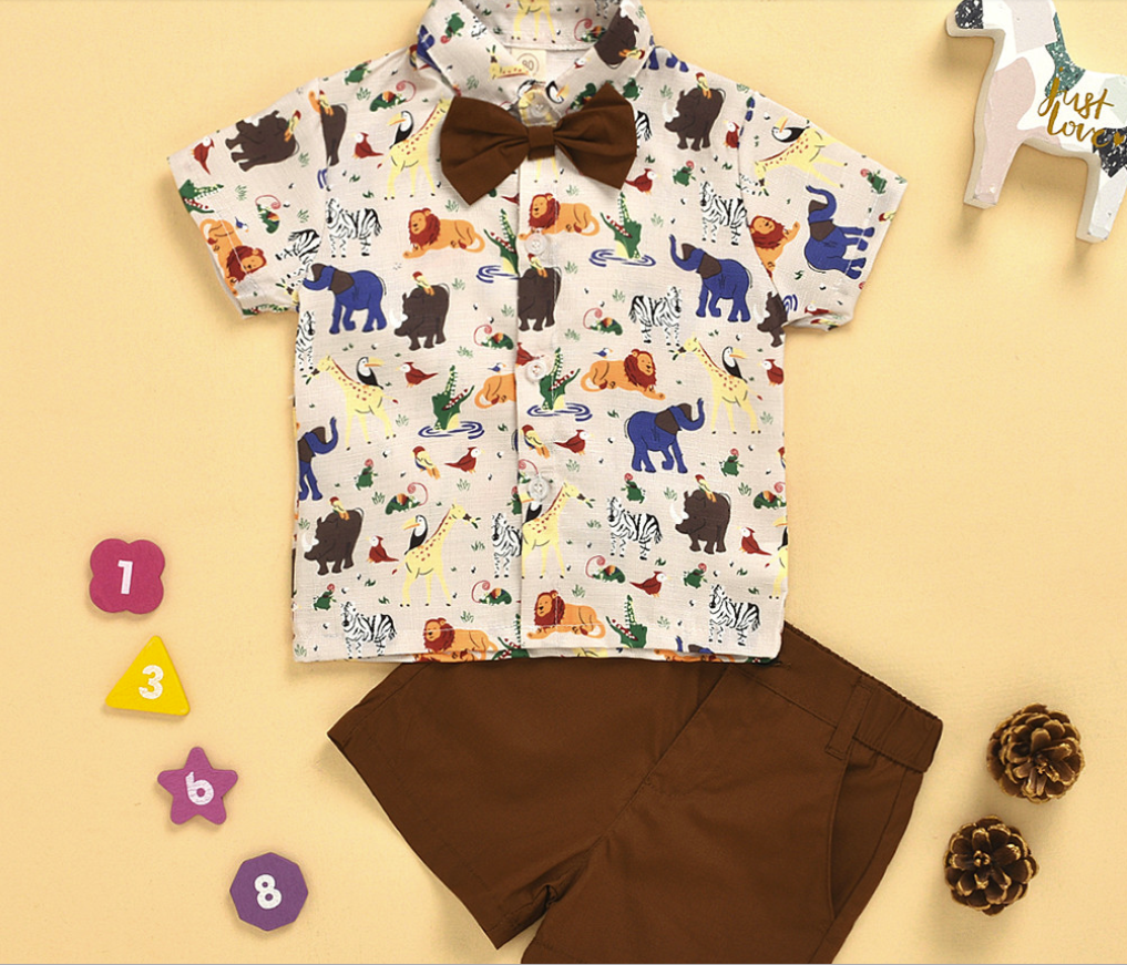 Boys fish printed Bow Tie set