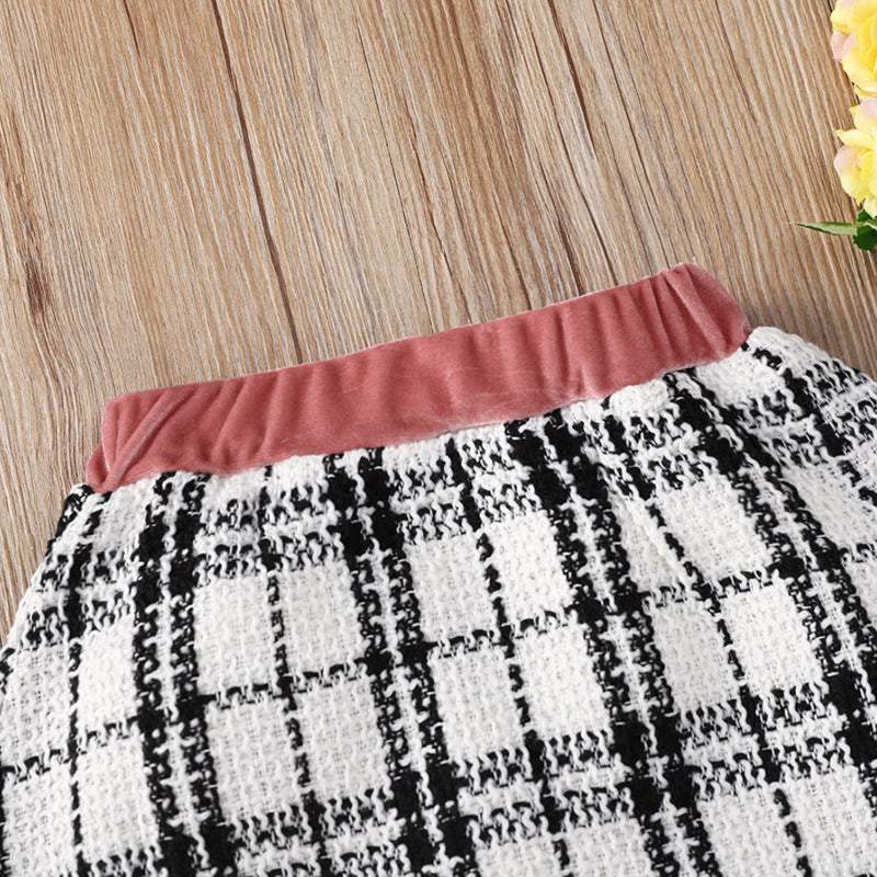 Plaid Print Baby Girl Suit Skirt Set