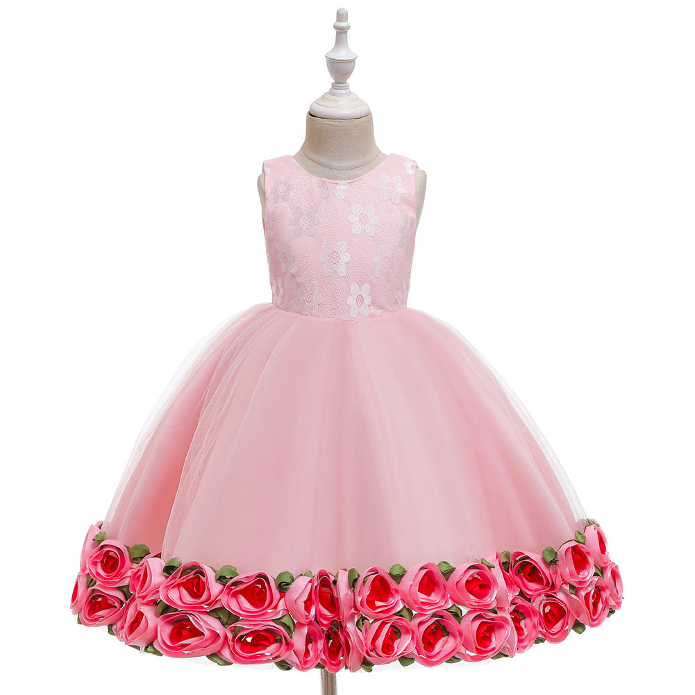 Girls Rose Bottom Mesh Dress