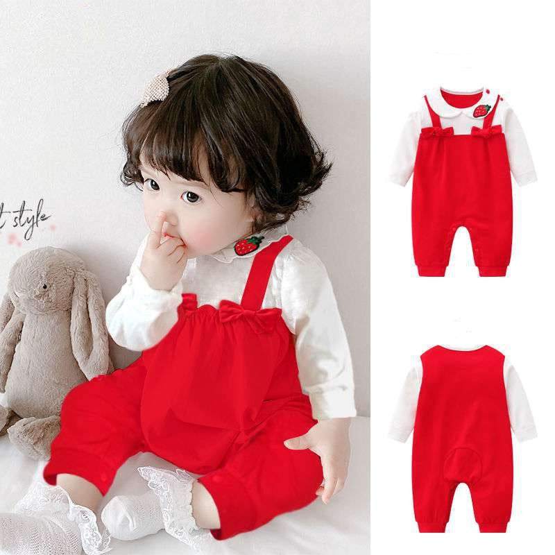 Newborn Casual Fruits Long Sleeve Pure Cotton Romper