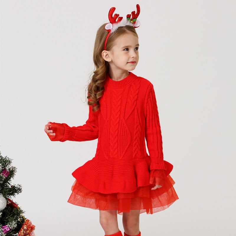 Classy Warm Sweater TuTu Girl Dress