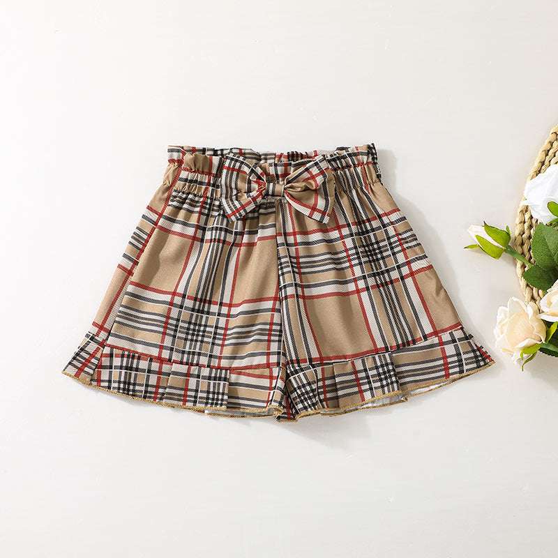Camisole Plaid Shorts Summer Two Piece Set