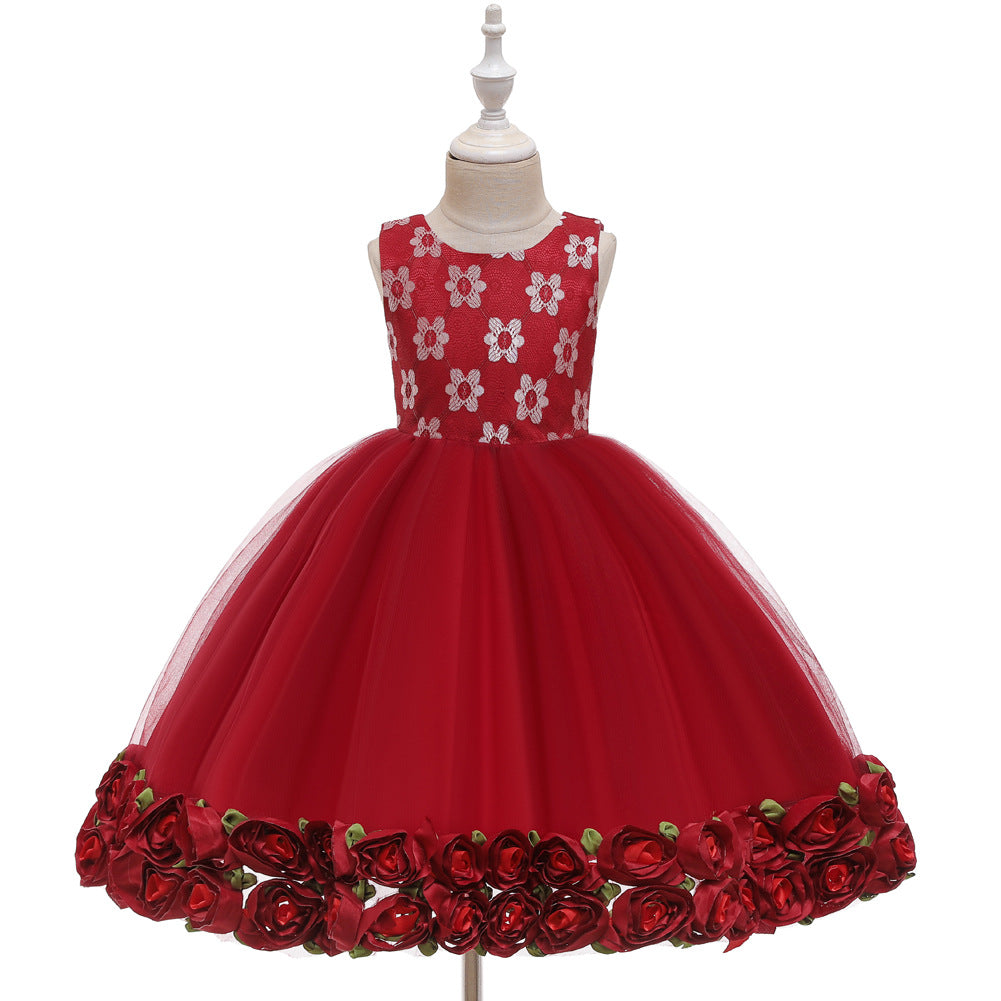 Girls Rose Bottom Mesh Dress