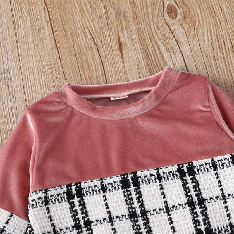 Plaid Print Baby Girl Suit Skirt Set