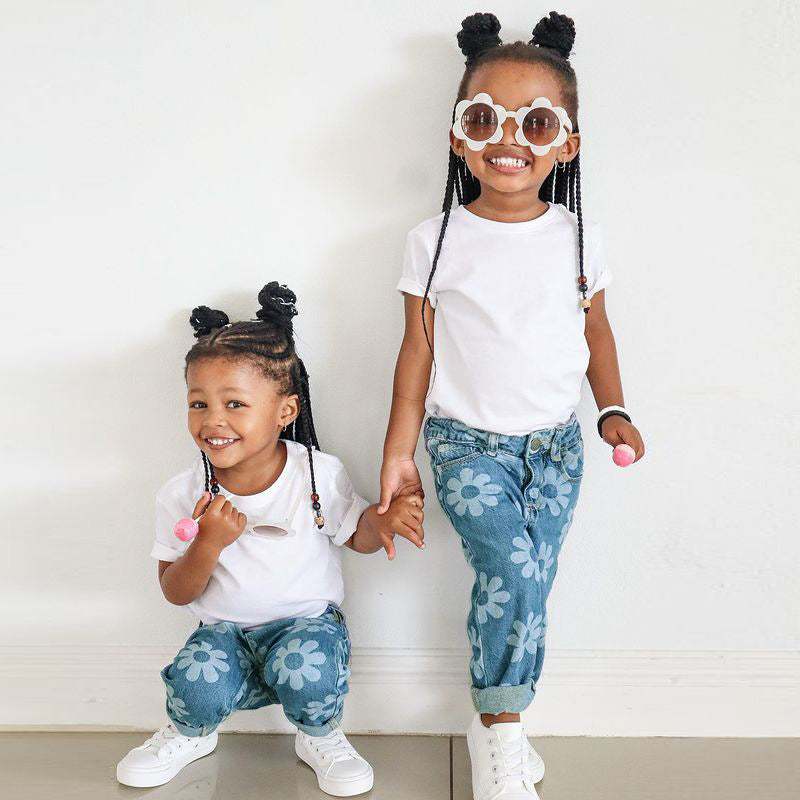 Girls Flower Denim Jeans
