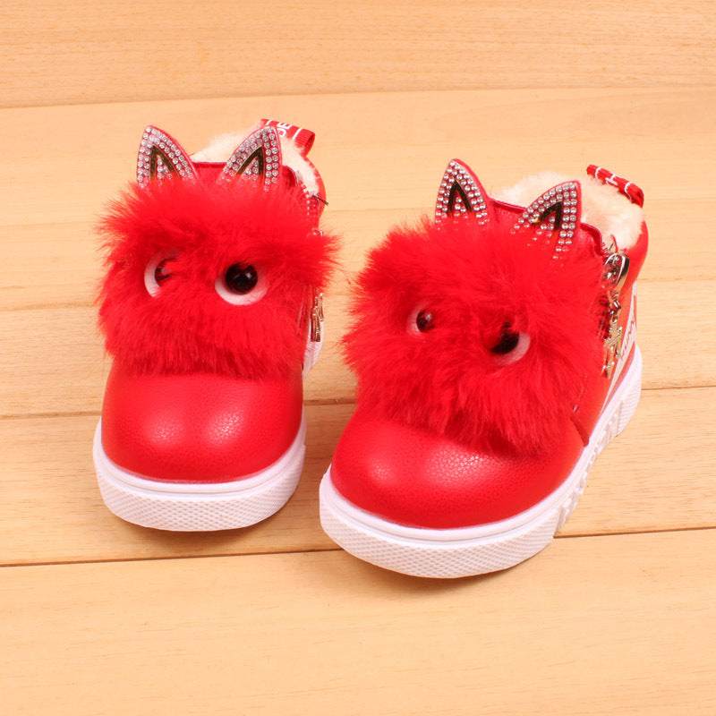 Girls Cartoon Face Thick Snow Boots