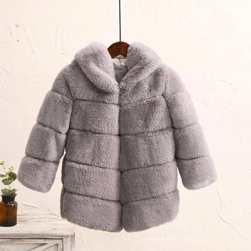 Big Kids Fur Coat Padded for Girls - Stylish Wool Blend