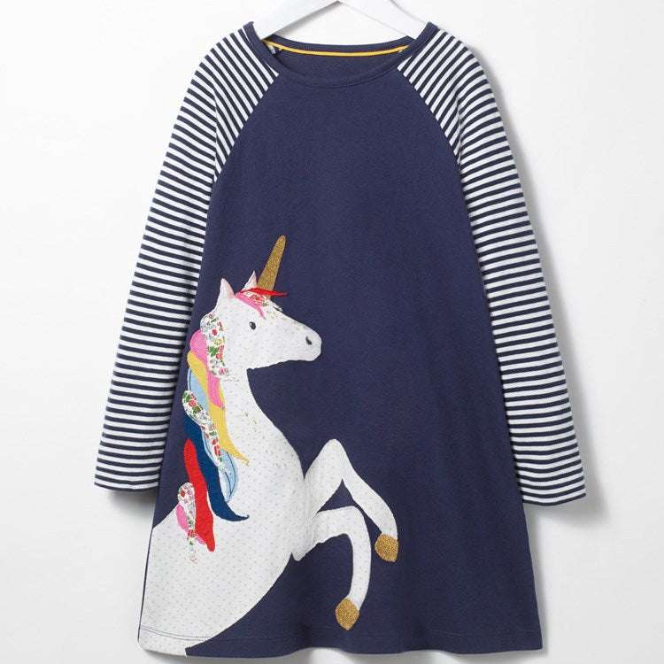Toddler Girl Unicorn Long Sleeve Dress
