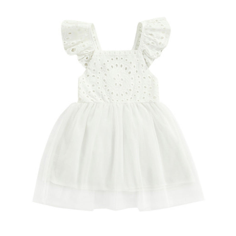 Lace Straps Tulle Patchwork Skirt Girls Dress