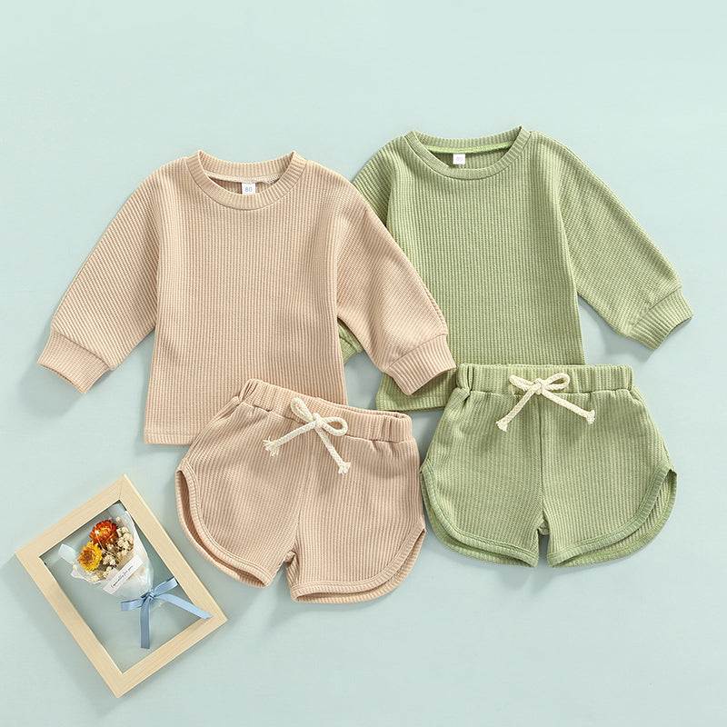 Girls Long Sleeve Pullover Tops Elastic Shorts