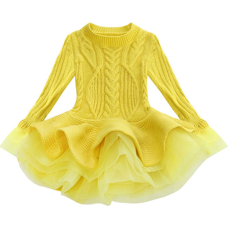 Classy Warm Sweater TuTu Girl Dress
