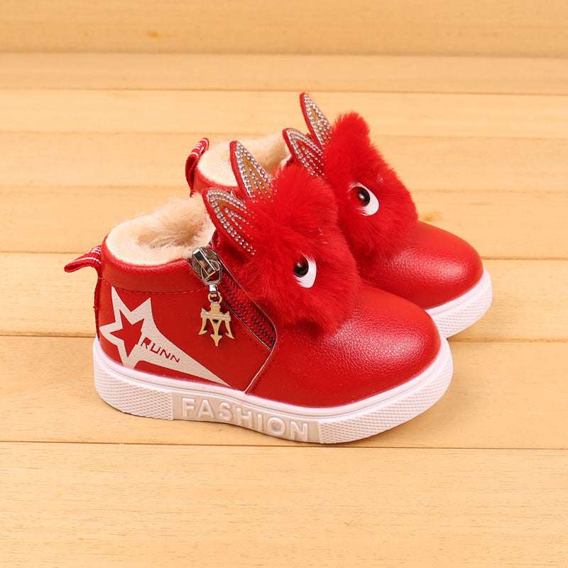 Girls Cartoon Face Thick Snow Boots